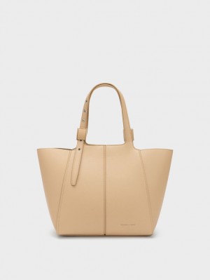 Charles & Keith Altea Tote Veske Beige | EGOQD7285