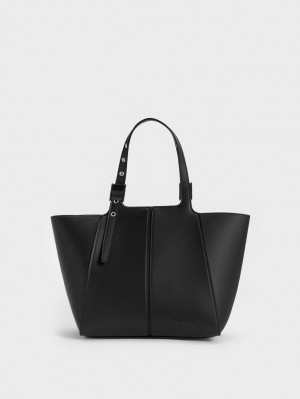 Charles & Keith Altea Tote Veske Svarte | XWVJN2894