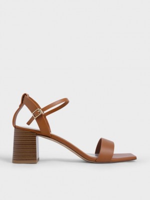 Charles & Keith Ankle Reima Stacked Sandaler med Hæl Brune | FUVTE6254