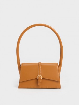 Charles & Keith Annelise Belted Trapeze Tote Veske Oransje | YRLOW5839