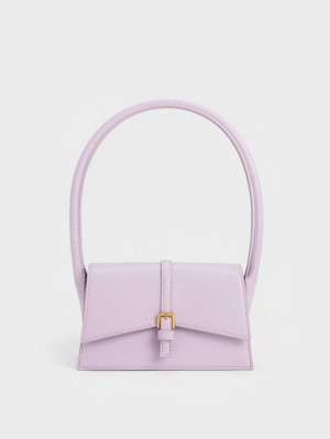 Charles & Keith Annelise Belted Trapeze Tote Veske Lilla | UBACG1637