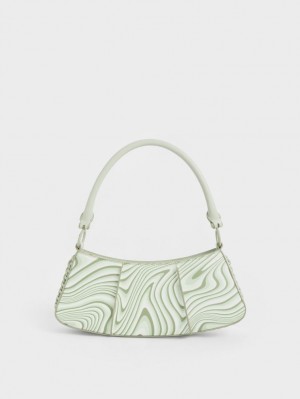 Charles & Keith Arlys Curved Skulderveske Mint | MHTBX9524