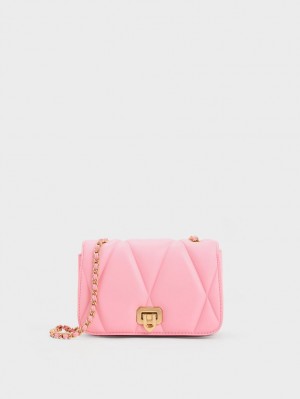 Charles & Keith Arwen Vattert Skulderveske Rosa | NRLEH7213