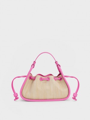 Charles & Keith Ashby Raffia Curved Håndveske Rosa | VWUZI4891