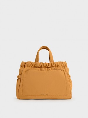 Charles & Keith Aspen Ruched Double Handle Tote Veske Oransje | BCYOS3185