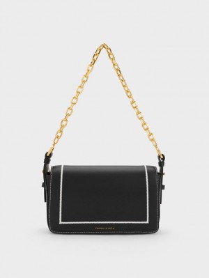 Charles & Keith Astra Chain Håndveske Svarte | PSHAE8931