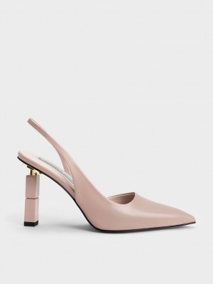 Charles & Keith Asymmetric Sculptural Heel Pumps Beige | POHZC9374