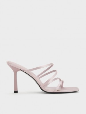 Charles & Keith Asymmetric Square-Tå Hælene Mules Sko Lilla | OGURA3214