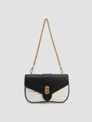 Charles & Keith Aubrielle Panelled Crossbody Veske Svarte Hvite | IKXRU5302