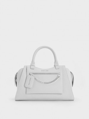 Charles & Keith Avis Trapeze Tote Veske Lyse Grå | BXGTJ2095