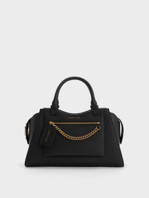 Charles & Keith Avis Trapeze Tote Veske Svarte | TCRBV6521