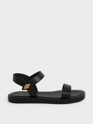 Charles & Keith Back Sandaler Med Reim Svarte | XRBDP8235