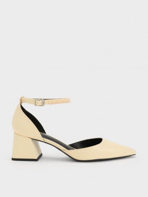 Charles & Keith Beaded Ankle-Reima D'Orsay Pumps Gul | VQBNJ8764