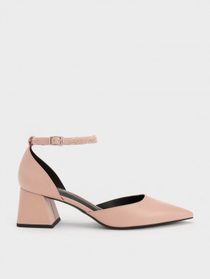 Charles & Keith Beaded Ankle-Reima D'Orsay Pumps Beige | ISFWN7851