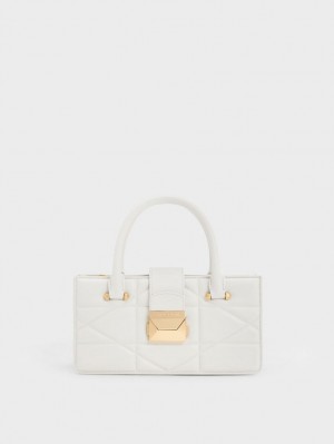 Charles & Keith Blanche Vattert Top Håndveske Hvite | QRSVW2430