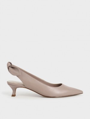 Charles & Keith Bow Slingback Pumps Rosa | YKIJW9083