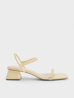 Charles & Keith Braided Back Sandaler Med Reim Gul | WBFMG8214