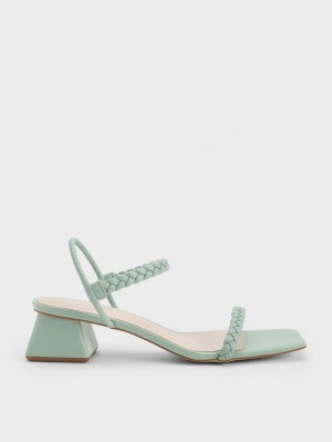 Charles & Keith Braided Back Sandaler Med Reim Mint | FDBWV6801