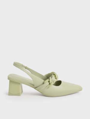 Charles & Keith Braided Chain-Link Slingback Pumps Mint | CYPMT6523