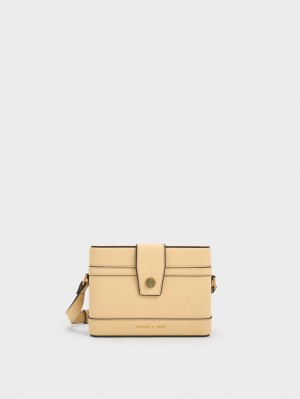 Charles & Keith Bronte Boxy Crossbody Veske Beige | RDZCT1502