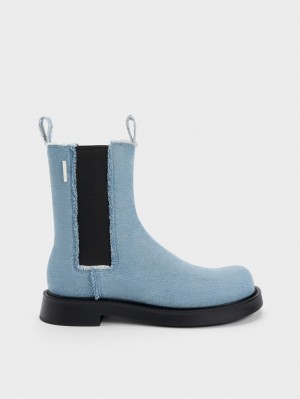 Charles & Keith Bryn Denim Chelsea Støvler Lyse Blå | BXHPK9524