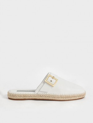 Charles & Keith Buckled Espadrille Mules Sko Hvite | VYZGH3981