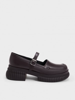 Charles & Keith Buckled Mary Jane Loafers Mørke Brune | WAVCZ3016