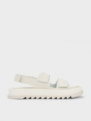 Charles & Keith Buckled Sports Platåsandaler Hvite | NUQGH2596