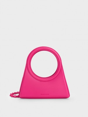 Charles & Keith Camelia Circle Handle Geometric Tote Veske Fuchsia | KPREB2607