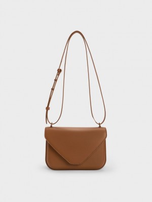 Charles & Keith Camelia Envelope Crossbody Veske Sjokolade | ZXRBA3258