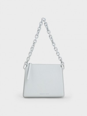 Charles & Keith Camelia Trapeze Crossbody Veske Lyse Grå | IPQTD2687