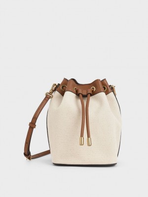 Charles & Keith Canvas Drawstring Bøtteposer Brune | KRCBE9634