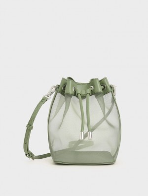 Charles & Keith Canvas Drawstring Bøtteposer Grønn | XJBZP5921