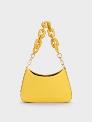 Charles & Keith Catena Chain Håndveske Gul | RECAF1589