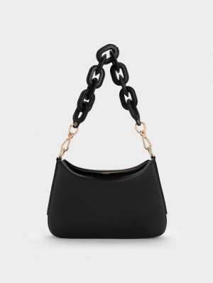 Charles & Keith Catena Chain Håndveske Svarte | HFSJP7108