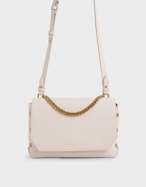 Charles & Keith Chain Handle Skulderveske Rosa | OEARY6082