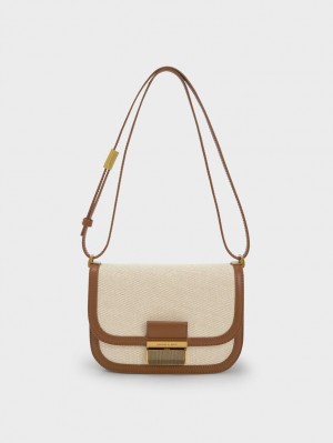 Charles & Keith Charlot Canvas Crossbody Veske Brune | LIQOD6932