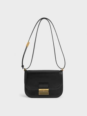 Charles & Keith Charlot Crossbody Veske Svarte | HQCWT4619