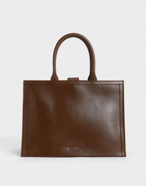 Charles & Keith Charlot Tote Veske Mørke Brune | PGTLE6375