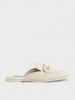 Charles & Keith Chunky Chain Loafer Flate Sko Hvite | QUCWY1075