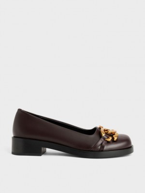 Charles & Keith Chunky Metallic Accent Ballerinasko Mørke Brune | TKFQI4621