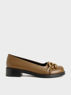 Charles & Keith Chunky Metallic Accent Ballerinasko Olivengrønne | OVYLQ7813