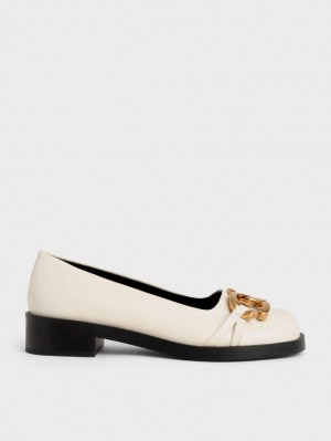 Charles & Keith Chunky Metallic Accent Ballerinasko Hvite | GTBFK1065