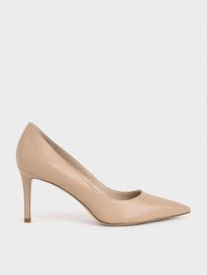 Charles & Keith Classic Stiletto Heel Pumps Beige | QWHBA0673