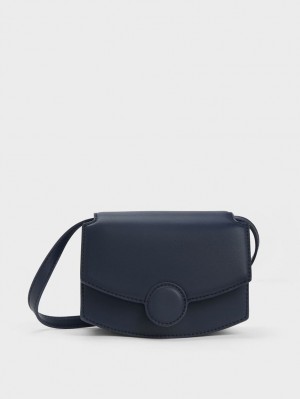 Charles & Keith Clover Curved Skulderveske Marineblå | DMGYW5273