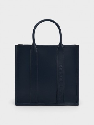 Charles & Keith Clover Trapeze Tote Veske Marineblå | NEWGO9247