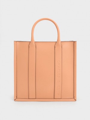 Charles & Keith Clover Trapeze Tote Veske Oransje | FRZXP6048