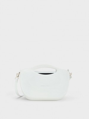 Charles & Keith Cocoon Curved Håndveske Hvite | JNLRB2597