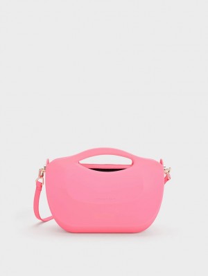 Charles & Keith Cocoon Curved Håndveske Rosa | FTHBD5379