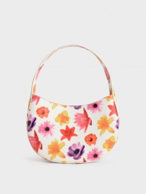 Charles & Keith Coda Floral-Print Top Handle Hobo Veske Multicolor | IFAHE8574